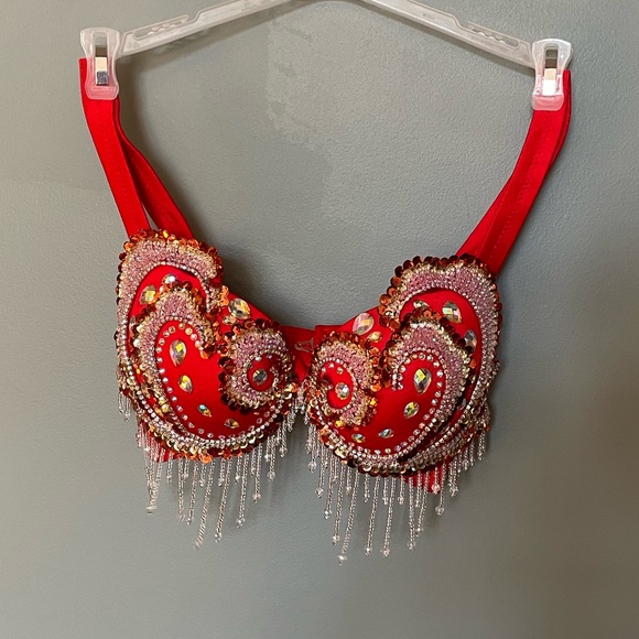ROYAL SMEELA Crystal & Rhinestone Belly Dance Costume Bra for Women Size Medium - Picture 10 of 13